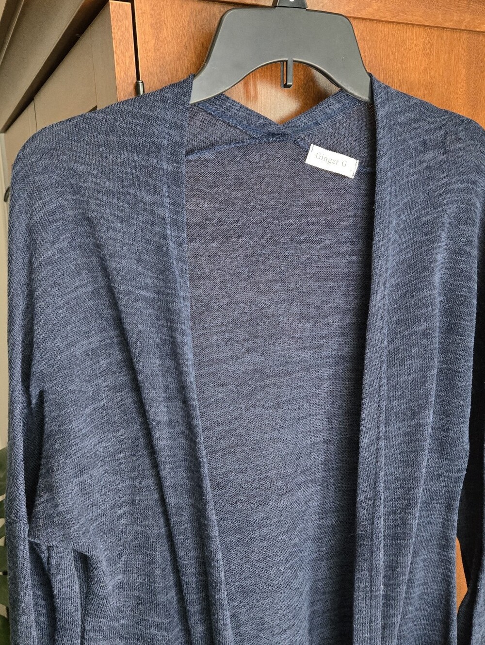 Ginger G Navy Open Drape Cardigan with Pockets - Picture 2 of 5